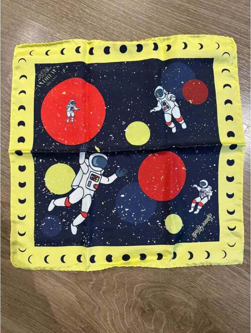 Andrews Milano 100% silk made in Italy Space astronaut pocket square